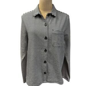 "Fat Face" Women's Button Up Cardigan Navy Striped SZ 6 Nautical Beachy Vacation
